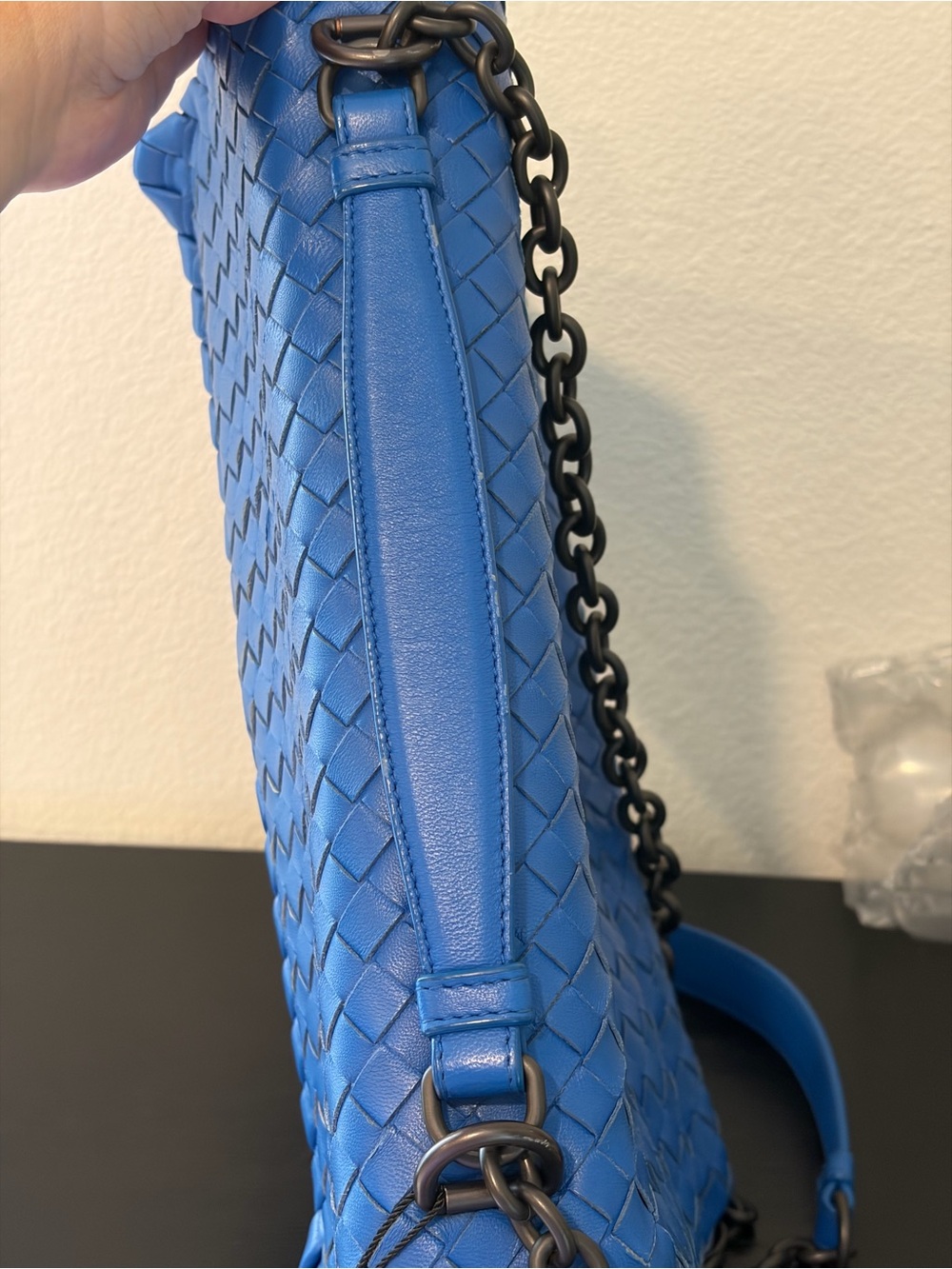 Bottega Veneta Blue Intrecciato Leather Large Olimpia Bag - Picture 8 of 16